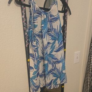 Paper Moon Blue and White Leaf Print Shirt